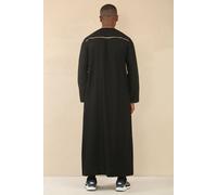 Thobez Men's Thobe Emirati Omani Jubba Islamic Clothing Muslim Kaftan Eid Robe Arab Gold Tassel Embroidery in Black | Size: 52R Thobez Black 52R