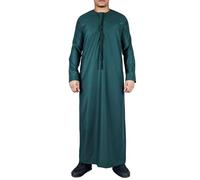Thobez Men's Thobe Emirati Omani Jubba Islamic Clothing Muslim Kaftan Eid Robe Arab String Tassel - Olive Slim 58