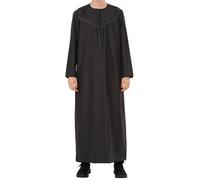 Thobez Men's Thobe Emirati Omani Jubba Islamic Dress Muslim Kaftan Eid Robe Arab Tassel - Charcoal 52