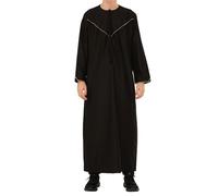 Thobez Men's Thobe Emirati Omani Jubba Luxurious Islamic Clothing Muslim Kaftan Eid Robe Arab Gold Embroidery - Black 54