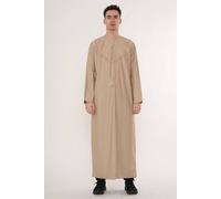 Thobez Men's Thobe Emirati Omani Jubba Muslim Kaftan Eid Robe Embroidery in Beige | Size: 56R Thobez Beige 56R