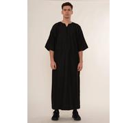 Thobez Men's Thobe Emirati Omani Jubba Muslim Kaftan Half Sleeve Chest Zipper in Black | Size: 58R Thobez Black 58R