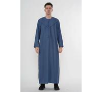 Thobez Men's Thobe Emirati Omani Zipped Jubba Islamic Embroidery Muslim Kaftan Eid in Blue | Size: 56R Thobez Blue 56R