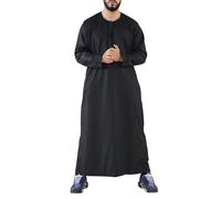 Thobez Men's Thobe Jubba Islamic Clothing Muslim Kaftan Emirati Omani Robe Arab Tassel - 2XL - Black