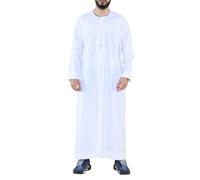 Thobez Men's Thobe Jubba Islamic Clothing Muslim Kaftan Emirati Omani Robe Arab Tassel - 2XL - White