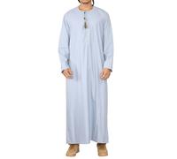 TruClothing Mens Thobe Jubba Islamic Clothing Muslim Kaftan Emirati Omani Robe Arab Tassel - Light blue L - 56
