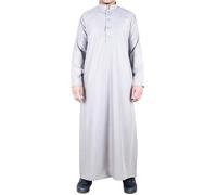 Mens Thobe Jubba Nehru Stand Collar Islamic Clothing Muslim Cotton Kaftan Dress Robe Saudi - Cream S - 52