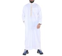 Thobez Men's Muslim Islam Eid Nehru Collar Thobe in White | Size: 52R Thobez White 52R