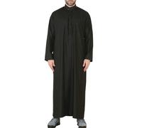 TruClothing Mens Thobe Jubba Nehru Stand Collar Islamic Clothing Muslim Kaftan Eid Robe Saudi Slim Regular Fit - Black Regular M - 54