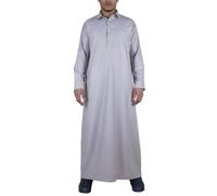 Thobez Men's Thobe Jubba Turn Down Collar Islamic Muslim Cotton Kaftan Dress Robe Arabic - Medium - Beige