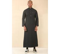 Thobez Men's TT-005 - Saudi Emirati Thobe Arab Nehru High Collar in Black | Size: 56R Thobez Black 56R