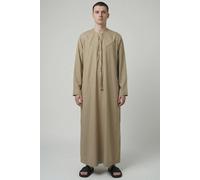 Thobez Men's Zip Eid Thobe Emirati Omani Jubba Islamic Bobble Button Muslim Kaftan in Beige | Size: 52R Thobez Beige 52R