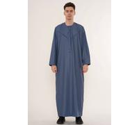 Thobez Men's Zip Eid Thobe Emirati Omani Jubba Islamic Bobble Button Muslim Kaftan in Blue | Size: 60R Thobez Blue 60R