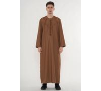 Thobez Men's Zip Eid Thobe Emirati Omani Jubba Islamic Bobble Button Muslim Kaftan in Camel | Size: 52R Thobez Camel 52R