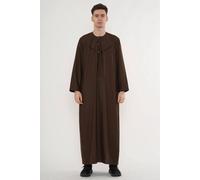 Thobez Men's Zip Eid Thobe Emirati Omani Jubba Islamic Bobble Button Muslim Kaftan in Dark Brown | Size: 54R Thobez Dark Brown 54R