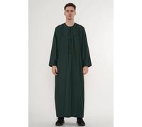 Thobez Men's Zip Eid Thobe Emirati Omani Jubba Islamic Bobble Button Muslim Kaftan in Dark Green | Size: 56R Thobez Dark Green 56R