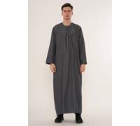 Thobez Men's Zip Eid Thobe Emirati Omani Jubba Islamic Bobble Button Muslim Kaftan in Dark Grey | Size: 54R Thobez Dark Grey 54R