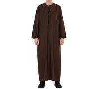 Thobez Men's Zip Thobe Emirati Omani Jubba Islamic Clothing Bobble Button Muslim Kaftan Eid Robe String Tassel - Brown 56