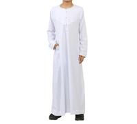 Thobez OE-300 - Boy's Emirati Omani Thobe Gold Embroidery - 34 - White