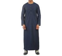 Thobe Emirati Omani Jubba Islamic Clothing Muslim Kaftan Eid Robe Arab Gold Embroidery Thobez Navy 58R