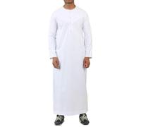 Thobez OE-300 - Men's Emirati Omani Thobe Gold Embroidery - White - 58