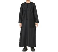 Boy's Thobe Emirati Omani Jubba Islamic Clothing Muslim Kaftan Eid Robe String Tassel - Black 34