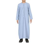 Thobez TT-001 - Boy's Emirati Thobe Islamic Clothing String Tassel - Blue - 34