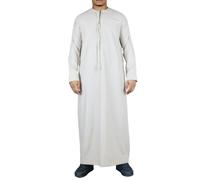 Thobez TT-001 - Men's Emirati Thobe Islamic Clothing String Tassel - Beige - 54 - Regular