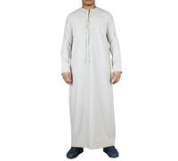 Thobez TT-001 - Men's Emirati Thobe Islamic Clothing String Tassel - Beige - 58 - Regular