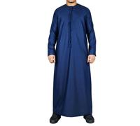 Thobez TT-001 - Men's Emirati Thobe Islamic Clothing String Tassel - Navy - 58 - Slim