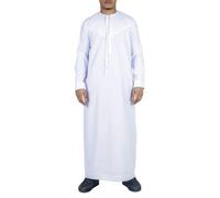 Thobez TT-001 - Men's Emirati Thobe Islamic Clothing String Tassel - White - 60 - Slim