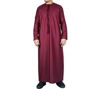 Thobez TT-001 - Men's Emirati Thobe Islamic Clothing String Tassel - Wine - 58 - Regular
