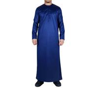 Thobez TT-002 - Men's Satin Emirati Thobe Islamic Clothing - Navy - 58 - Regular