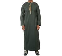 Thobez TT-003 - Men's Emirati Omani Thobe Gold Tassel Embroidery - 52 - Green