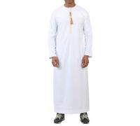 Thobez TT-003 - Men's Emirati Omani Thobe Gold Tassel Embroidery - 54 - White