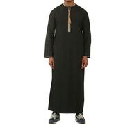 Thobez TT-003 - Men's Emirati Omani Thobe Gold Tassel Embroidery - 58 - Black
