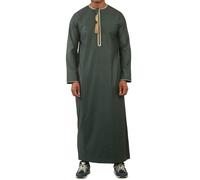 Thobez TT-003 - Men's Emirati Omani Thobe Gold Tassel Embroidery - 58 - Green