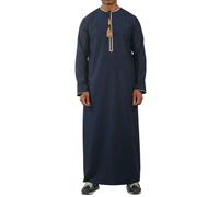 Thobez TT-003 - Men's Emirati Omani Thobe Gold Tassel Embroidery - 58 - Navy