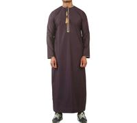 Thobez TT-003 - Men's Emirati Omani Thobe Gold Tassel Embroidery - 58 - Purple