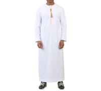 Thobez TT-003 - Men's Emirati Omani Thobe Gold Tassel Embroidery - 60 - White