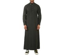 Thobez TT-004 - Men's Saudi Emirati Thobe Classic Shirt Collar - 56 - Black