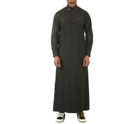 Thobez TT-004 - Men's Saudi Emirati Thobe Classic Shirt Collar - 58 - Black