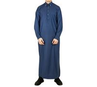 Thobez TT-004 - Men's Saudi Emirati Thobe Classic Shirt Collar - 60 - Navy