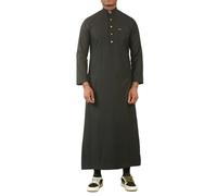 Thobez TT-005 - Men's Saudi Emirati Thobe Arab Nehru High Collar - 52 - Black