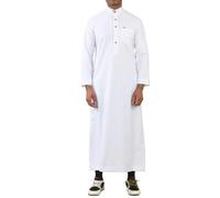 Thobez TT-005 - Men's Saudi Emirati Thobe Arab Nehru High Collar - 54 - White