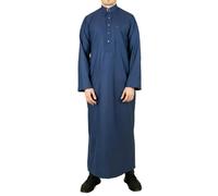 Thobez TT-005 - Men's Saudi Emirati Thobe Arab Nehru High Collar - 56 - Navy