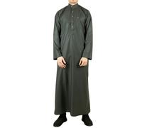 Thobez TT-005 - Men's Saudi Emirati Thobe Arab Nehru High Collar - 56 - Olive
