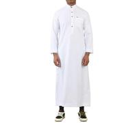 Thobez TT-005 - Men's Saudi Emirati Thobe Arab Nehru High Collar - 56 - White