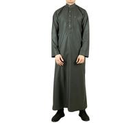Thobez TT-005 - Men's Saudi Emirati Thobe Arab Nehru High Collar - 60 - Olive