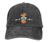 THOEWONG Washed Plain Baseball Cap, Retro Adjustable Dad Hats Gifts for Men/Women, Pineapple Good Vibes, One size